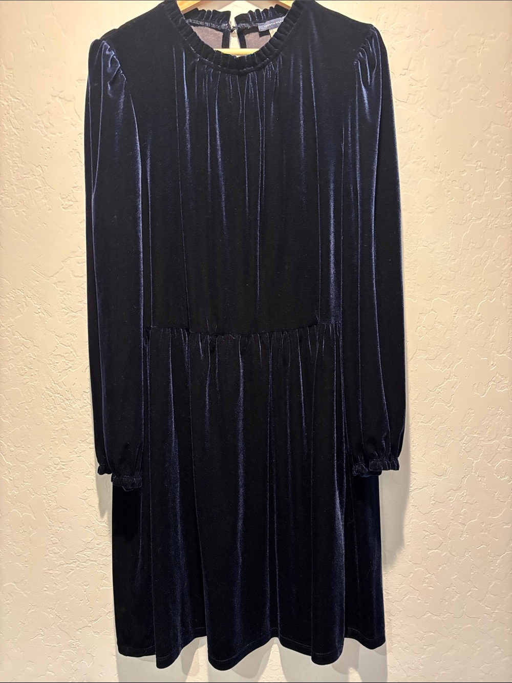 Tommy Hilfiger Navy Velvet Long Sleeve Dress